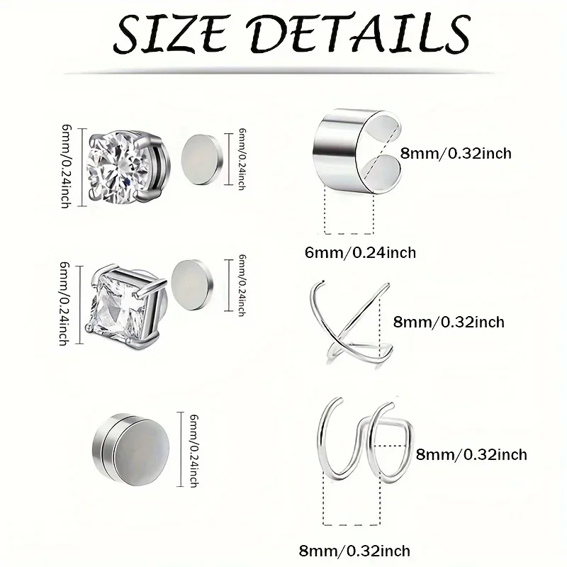 2 шт. магнитные серьги-подвески из нержавеющей стали