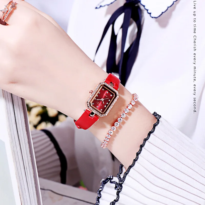 Exquisite Diamond Retro Watch Fashionable All-Match Square Belt Women's Watch