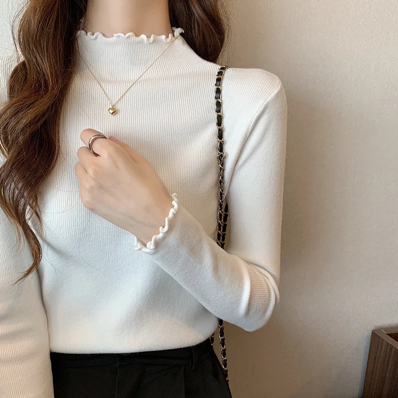 

Winter Women's Sweater 2022 Autumn Pullovers V-neck Knitted Slim Fit Bottoming Shirt Solid Soft Knitwear Jumpers Basic Sweaters