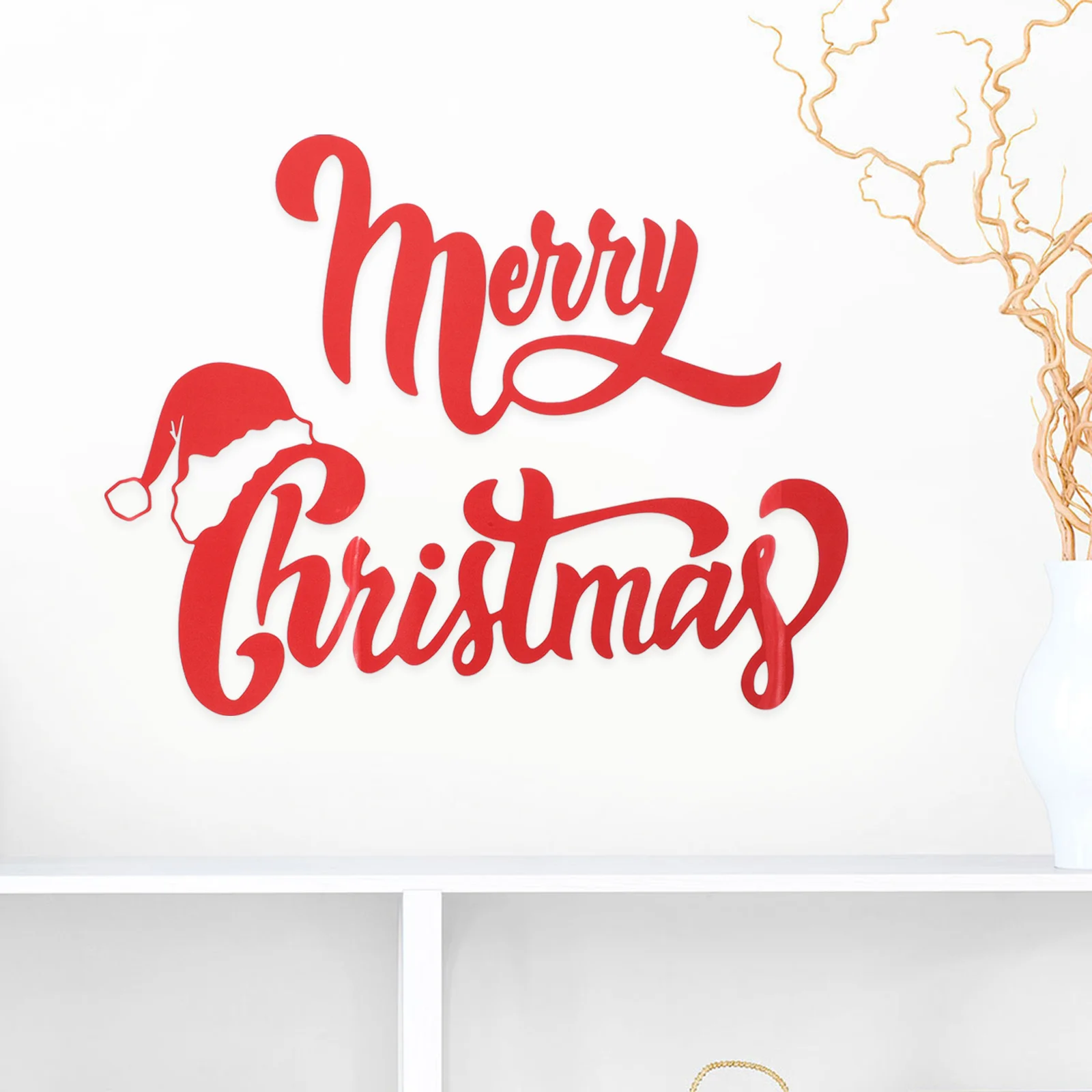 Веселые рождественские наклейки на стены шляпа Санта-Клауса стену ПВХ