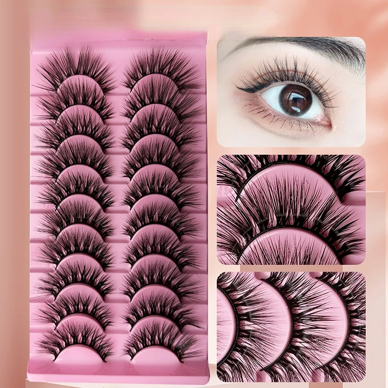 

10 Pairs 3D Mink Lashes Faux Cils Soft Wispy Volume Russian Lashes Fake Eyelashes Reusable Sexy Natural False Eyelashes Makeup