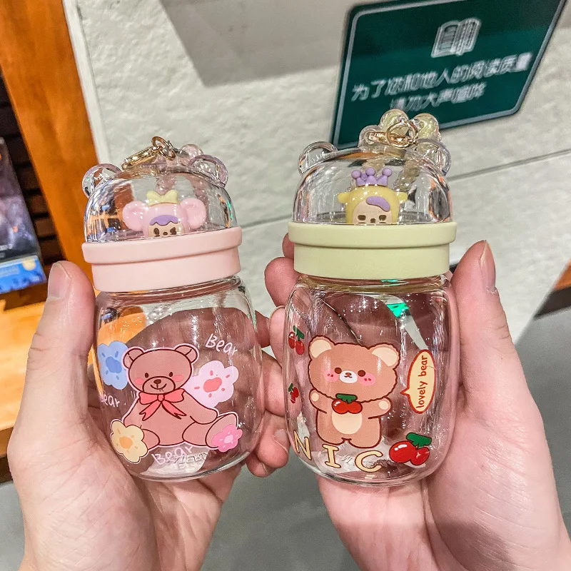 

Mini cute water bottle for girls kawaii water cup portable necklace plastic anti-fall leak-proof creative-kids drink bottle