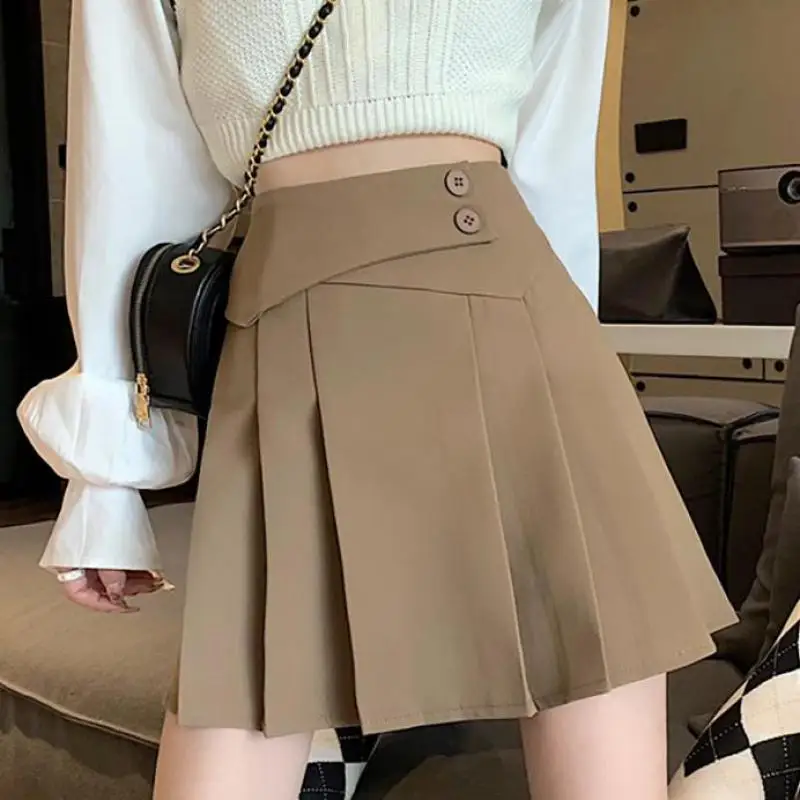 

2022 Summer Sexy Mini Skirts Women High Waist Pleated Skirts Slim Solid Color Streetwear Young Ladies Dance Club Skirts