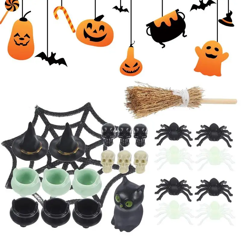 

Halloween Miniatures Halloween Village Accessories Skull Statue Horror Toy Set Mini Skull Statue Miniature Halloween Figurines