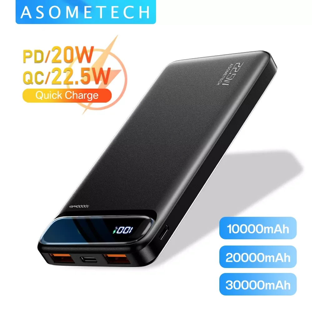 

NEW2023 Power Bank 20000mAh 22.5W SCP Portable Charger Powerbank 10000 mAh External Battery PD 20W Fast Charging For iPhone 13 X