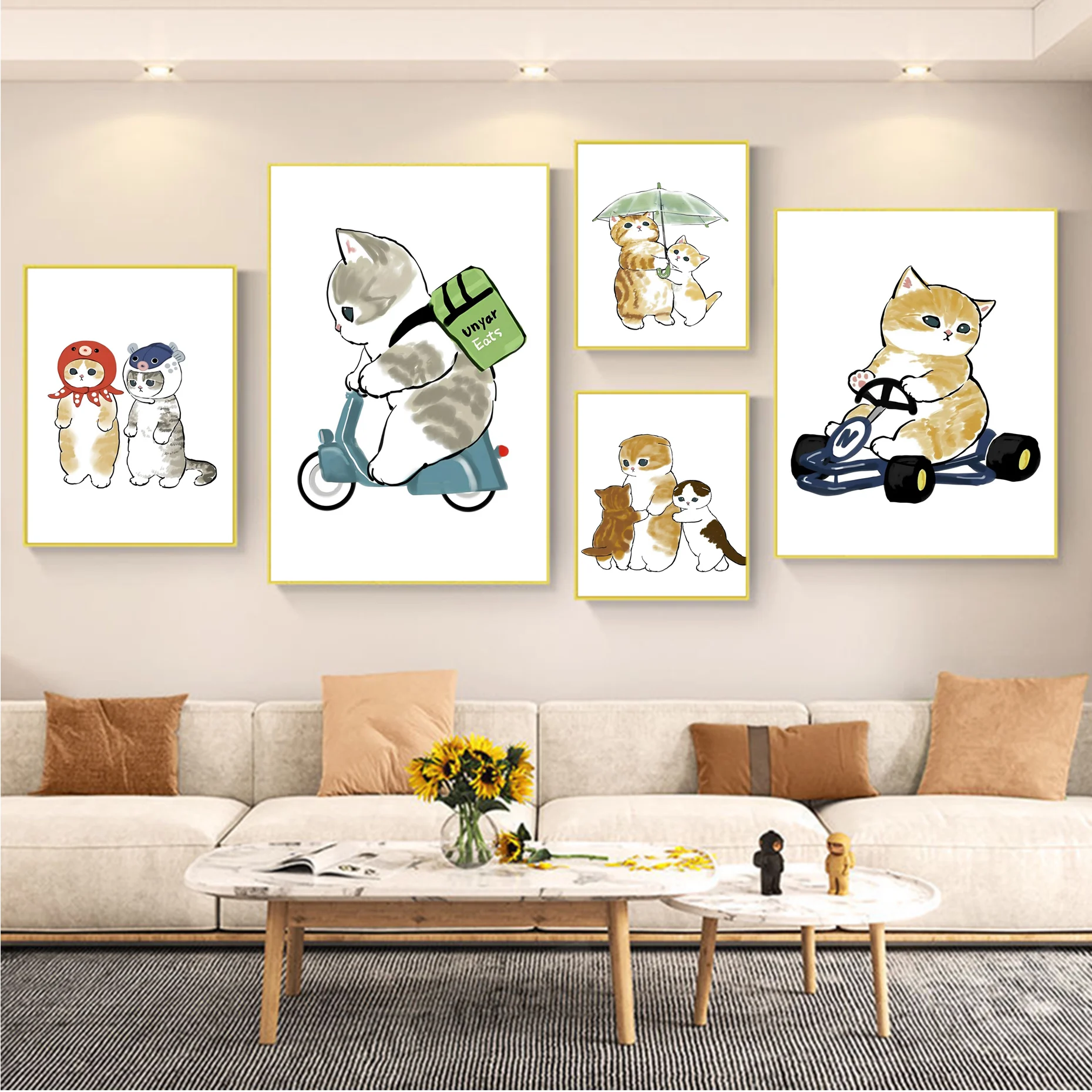 

Cat Pet Painting Poster Movie Sticky Posters Retro Kraft Paper Sticker DIY Room Bar Cafe Aesthetic Art Wall Painting