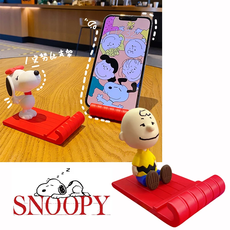 

Genuine Cartoon Snoopy Spike Doll Mobile Phone Bracket Anime Portable Charlie Snoopys Desktop Cell Accessory Girl Decor Ornament