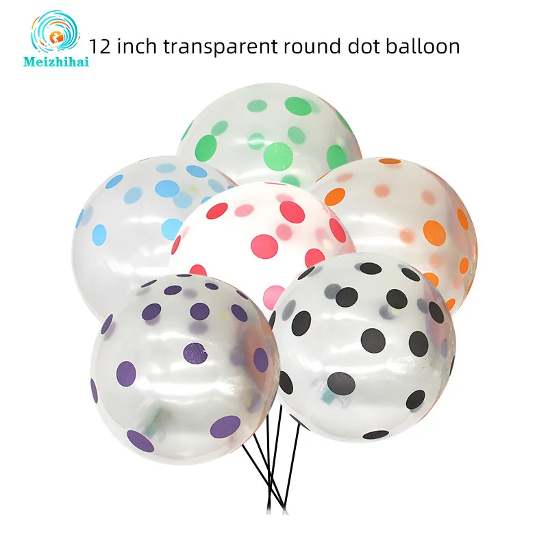

12 Inch Thick Transparent Round Dot Balloon With Wave Dots, Transparent Candy Balloon Decoration, Party Supplies, Bar Ktv