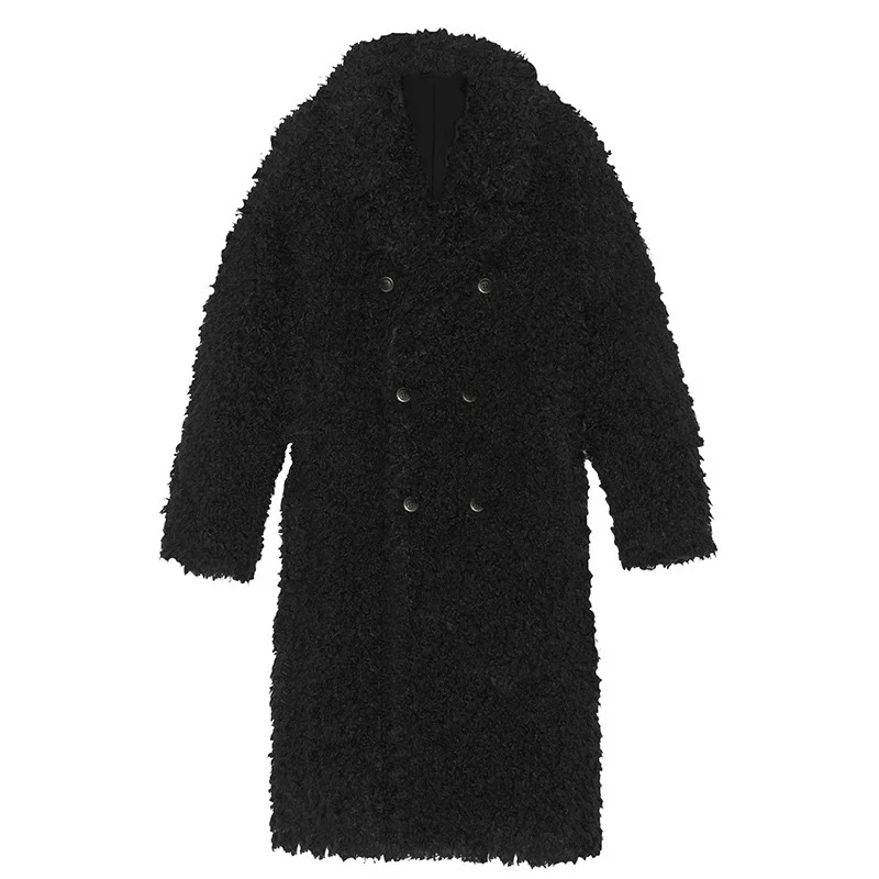 European And American Fashion Men'S Winter Suit Collar Lengthened Knee Length Plush Fur Coat Temperament High Grade Cotton