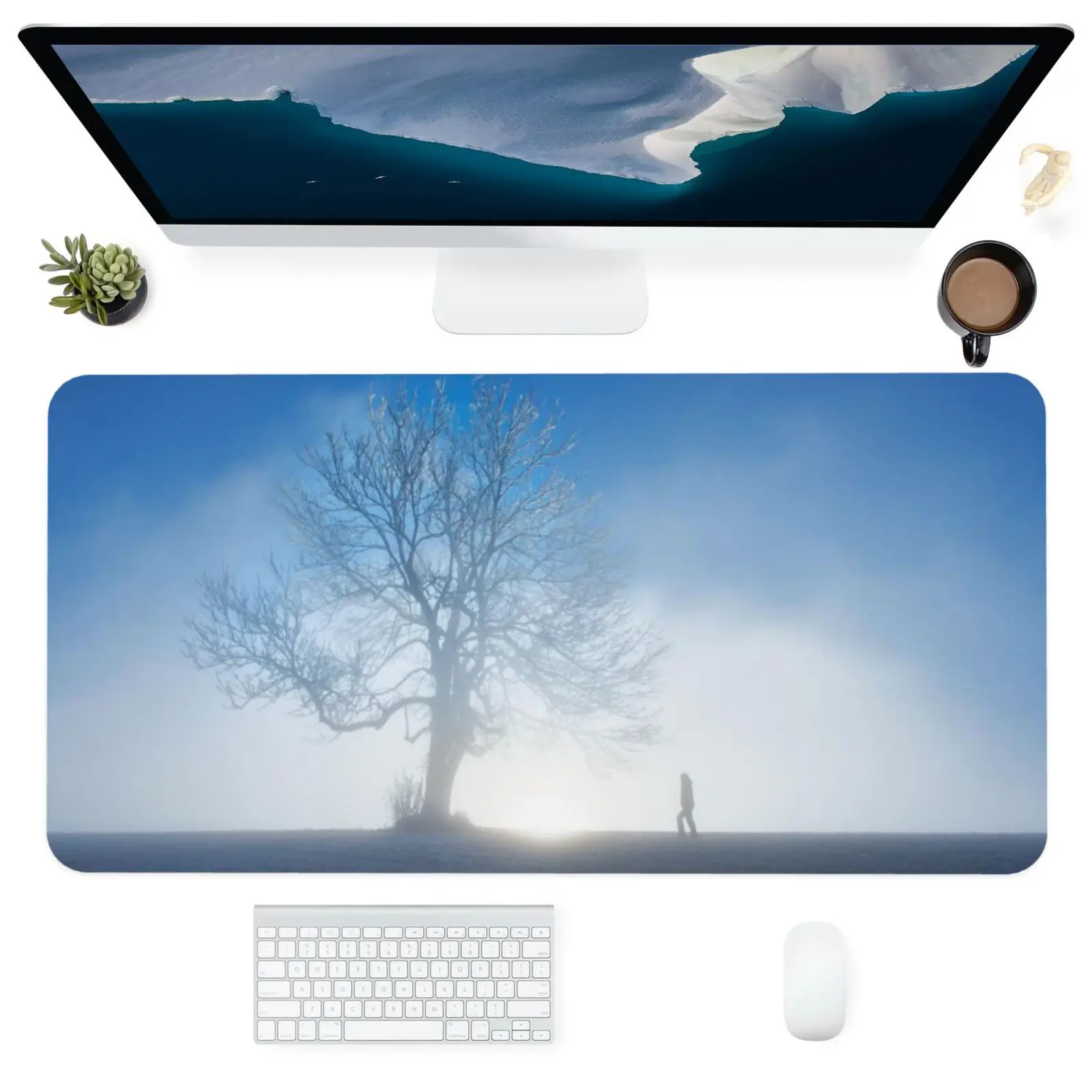 

Hot Sale Beautiful Landscape Mouse Pad Office Carpet Desk Pad Mouse Mat Blue Big Mousepad Rubber Mat for Computer Table