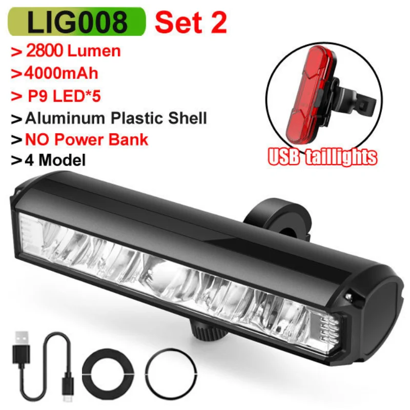 

Велосипедный фонасветильник 5 * P90, 4000 мАч, 2800 лм, с зарядкой от USB