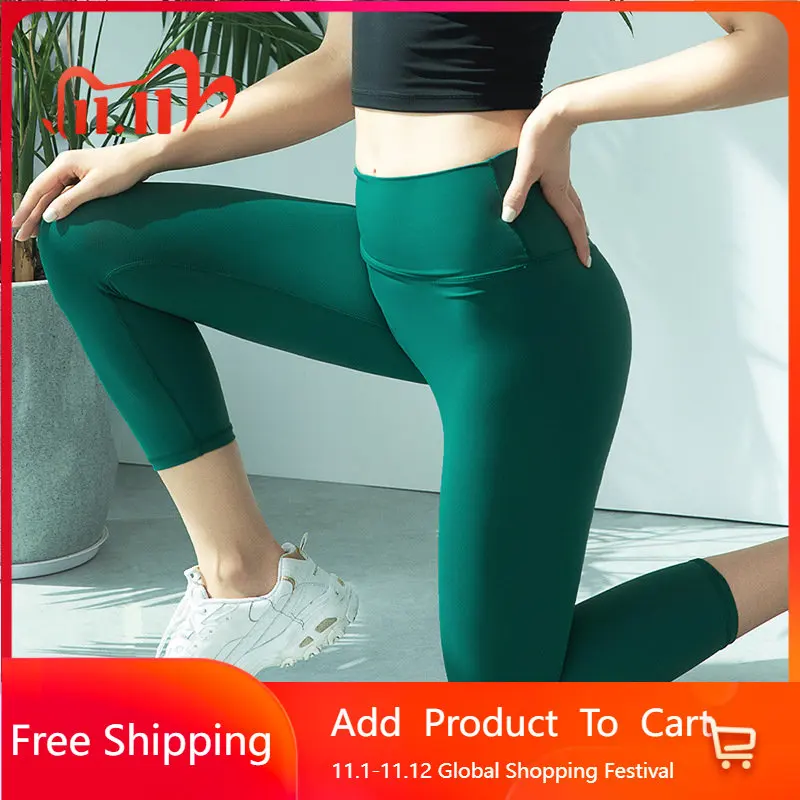 

2022 Summer New High Waist Yoga Pants Wireless Women's Elastic Tight Hip Lift Sports Fitness Cropped Pants Women Leggings Women