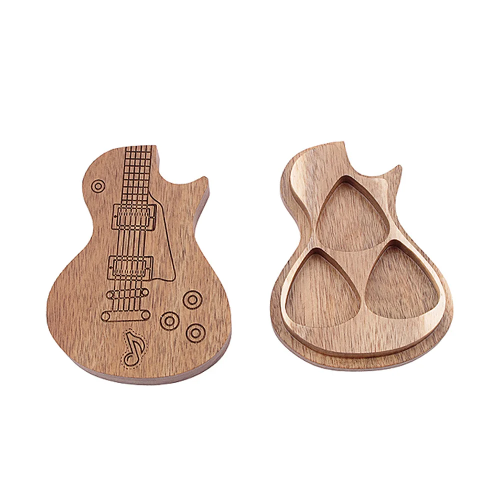 

Guitar Pick Box Holder Picks Case Wooden Storage Cases Organizer Personalized Display Gift