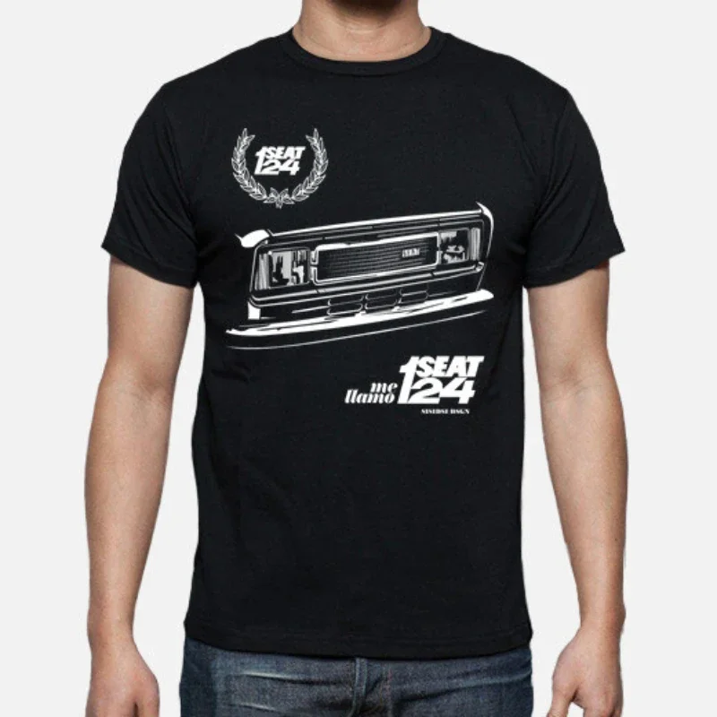 Винтажная Классическая футболка с изображением испанского автомобиля S E A Seat 124 FI