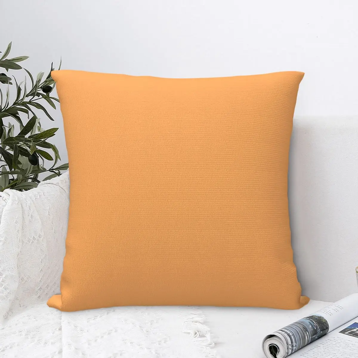 

Mid Orange Throw Pillow Case Solid Colour Art Backpack Hugpillow Covers DIY Printed Washable For Home Decor