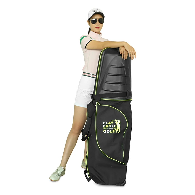 PLAYEAGLE Hard Shell Top Golf Aviation Bag Protable Folding Golf Air Bag With Wheels