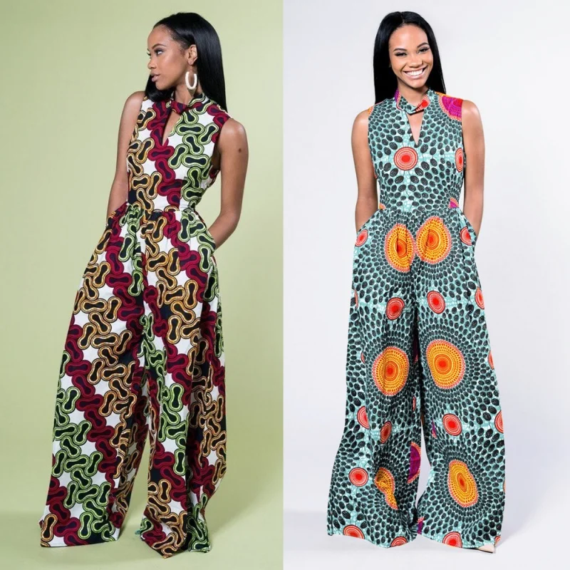 

KK 2021 Новая африканская одежда, комбинезон в стиле Анкары, широкие брюки, Африканское Платье с принтом Дашики для женщин, модное женское плат...