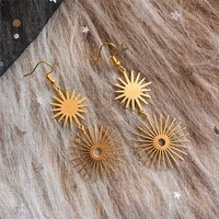 gift for her sun star golden brass statement dangle earringscrystalyana hypoallergenic jewelry boho bohemian style