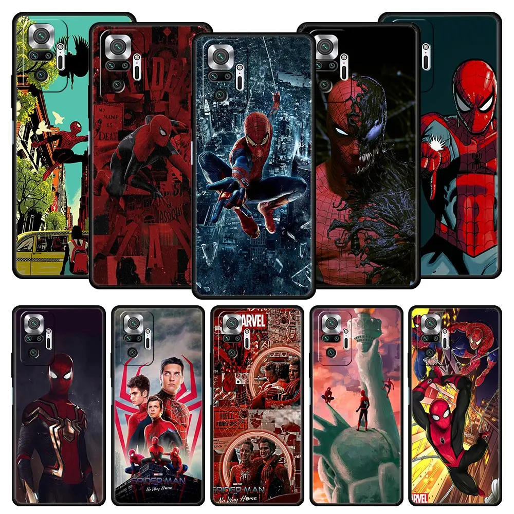 

Cover Case for Xiaomi Redmi Note 7 8 8T 9 9S 10 11 11S 11T K40 K40S K50 Pro Plus 4G 5G Matte Official Bag Super Hero Spiderman