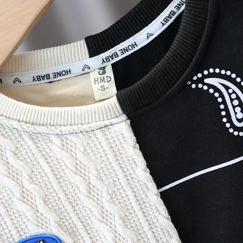 Комплекты для мальчиков весенне-осенний модный детский вязаный свитер + штаны