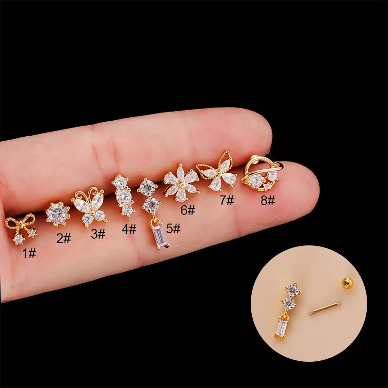 

Серьги-гвоздики из нержавеющей стали с фианитами, 1 шт., 20 г