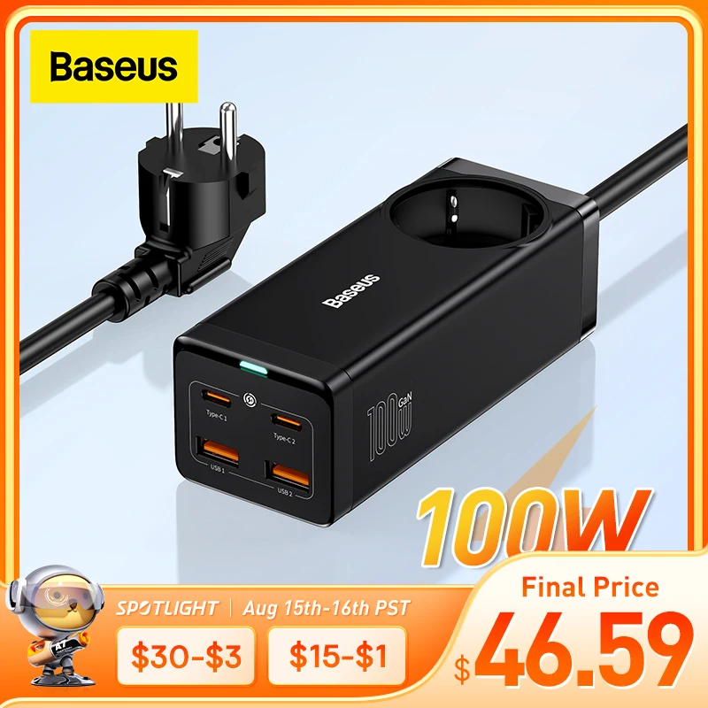 Настольное зарядное устройство Baseus 100 Вт GaN3 Pro сетевой фильтр зарядная станция