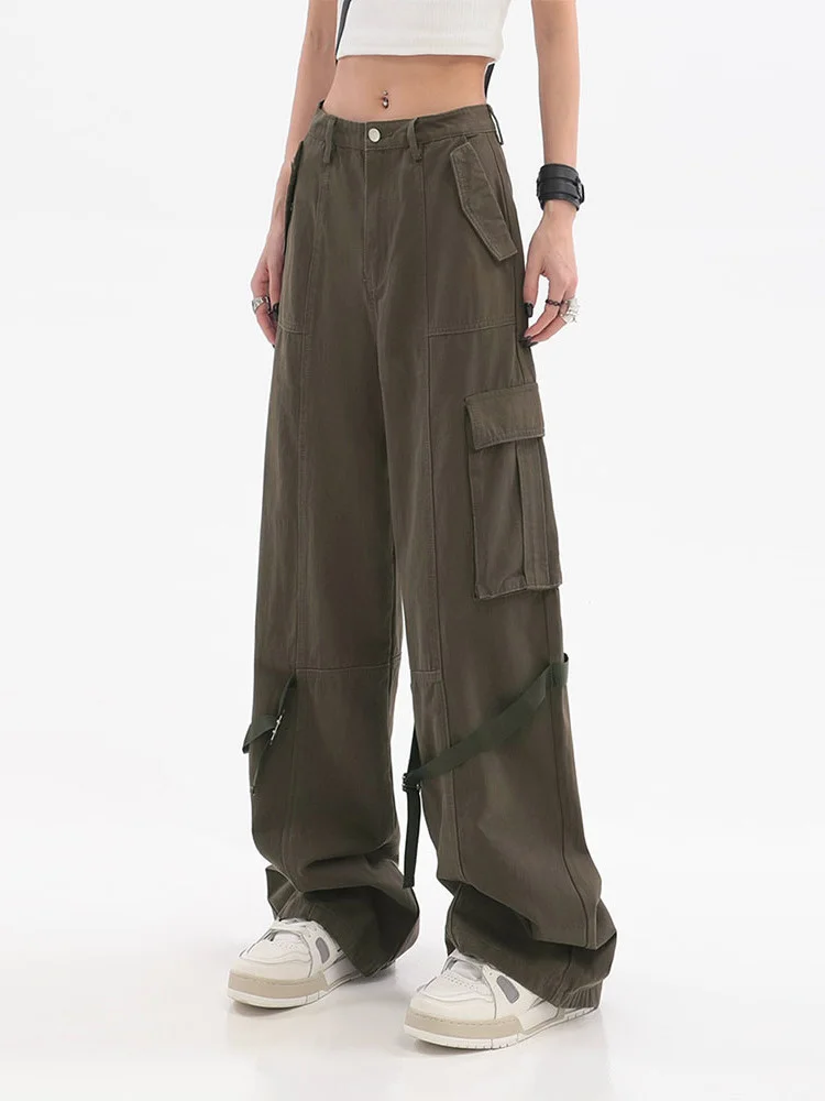 Autumn Vintage High Street Baggy Cargo Pants Women Y2k Streetwear Loose Wide Leg Women's Pant Casual Straight Cargo Trouser