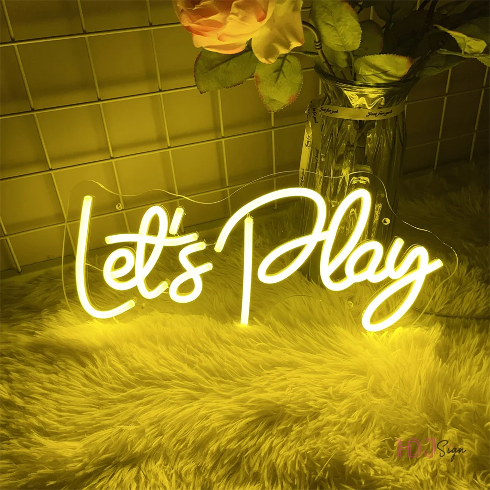 

let play! Neon Sign LED Wall Hanging Room Party Decor Neon Lights Sign Home Party Bar Club Room Wall Decoration Lamps