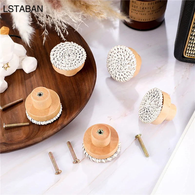 Деревянные ручки для шкафа из ротанга ящик бука комод кухонного дверные ручка