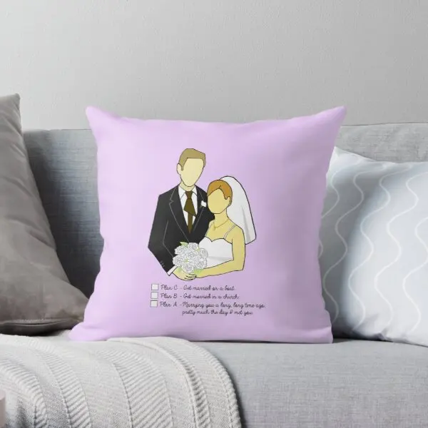 

Jim And Pam Wedding With Text Printing Throw Pillow Cover Decorative Wedding Home Decor Case Car Cushion Pillows not include