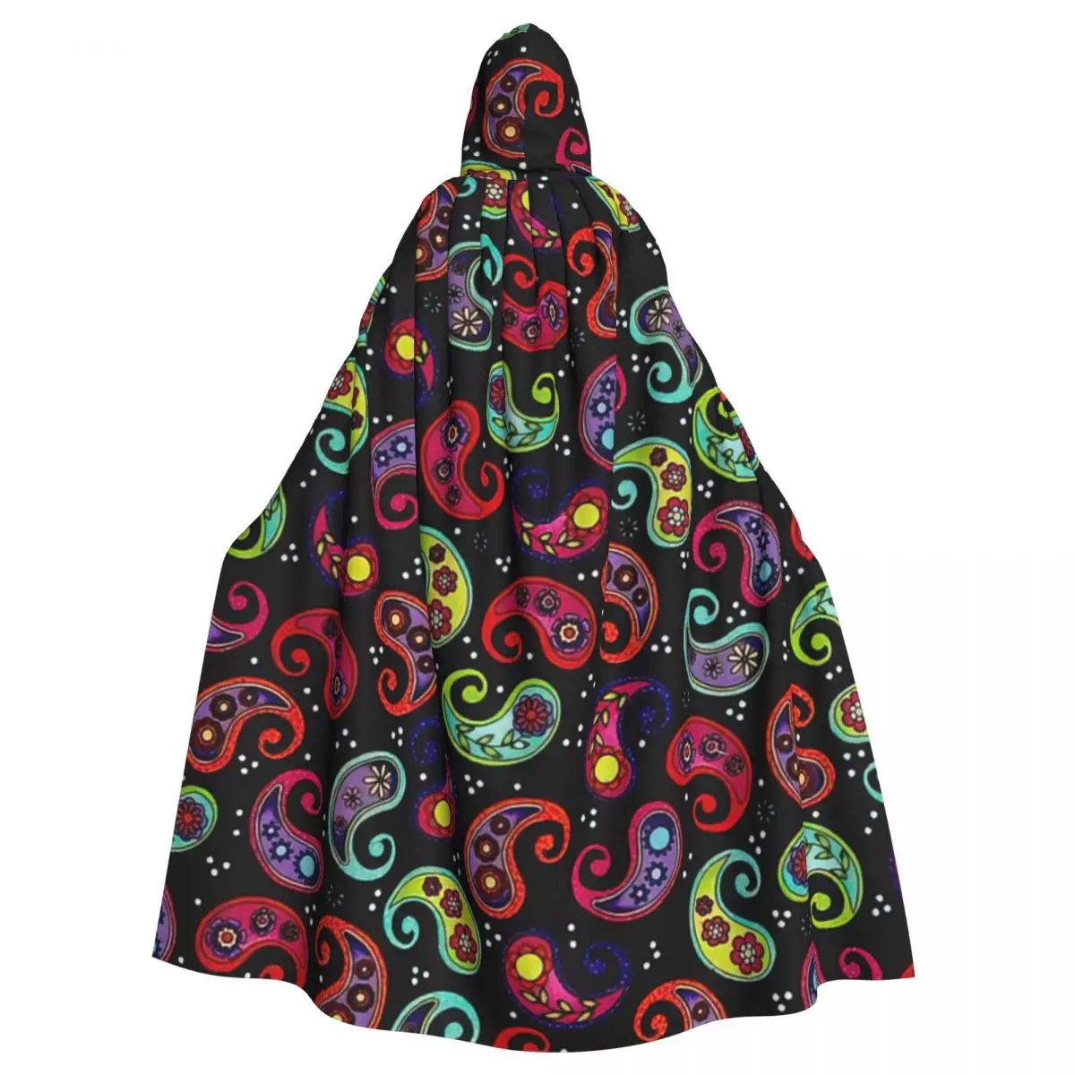 

Paisley Drawing Hooded Cloak Halloween Party Cosplay Woman Men Adult Long Witchcraft Robe Hood