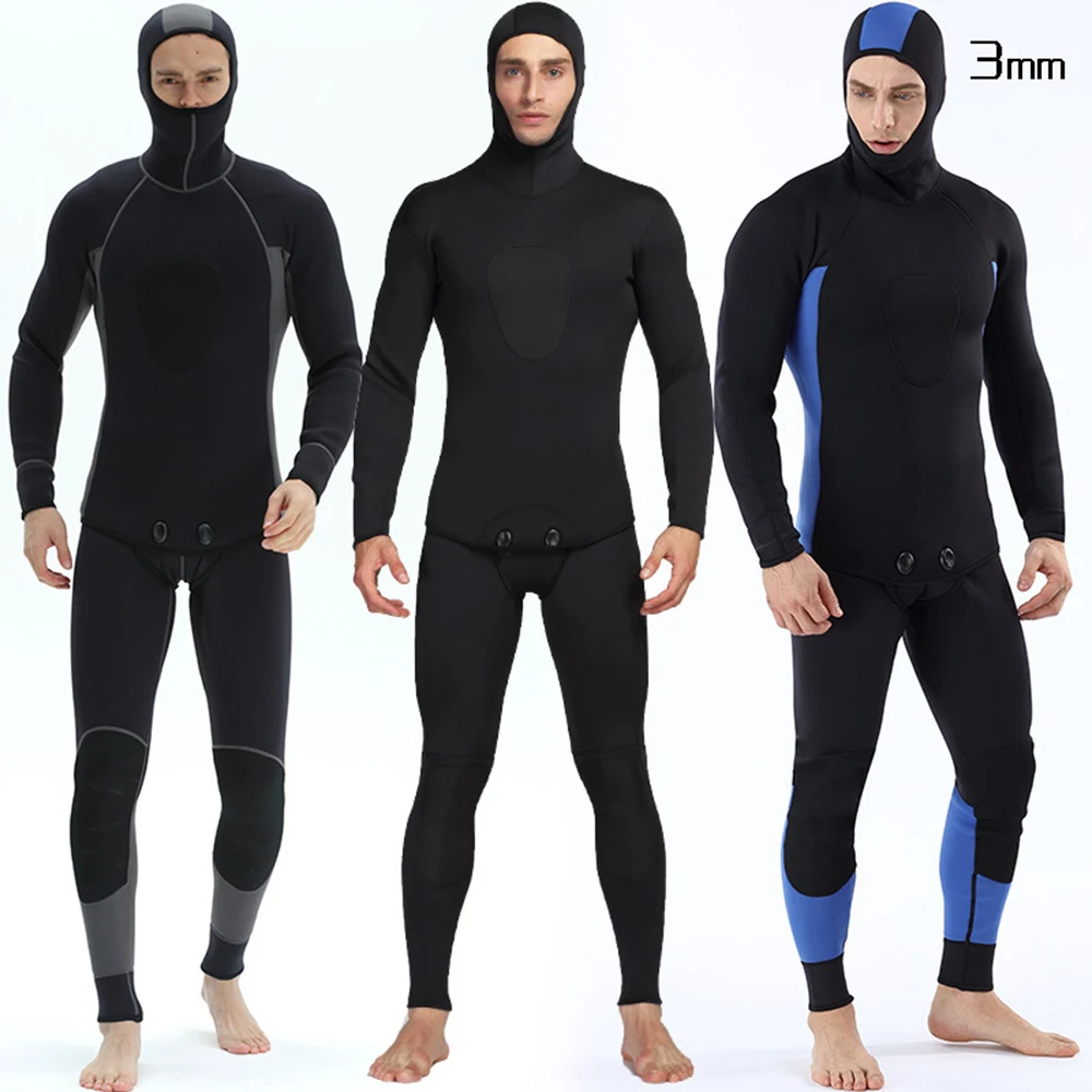 New 3MM neoprene wetsuit split two-piece set all black stitching wetsuit water sports hunting fish warm surfing wetsuit 2022