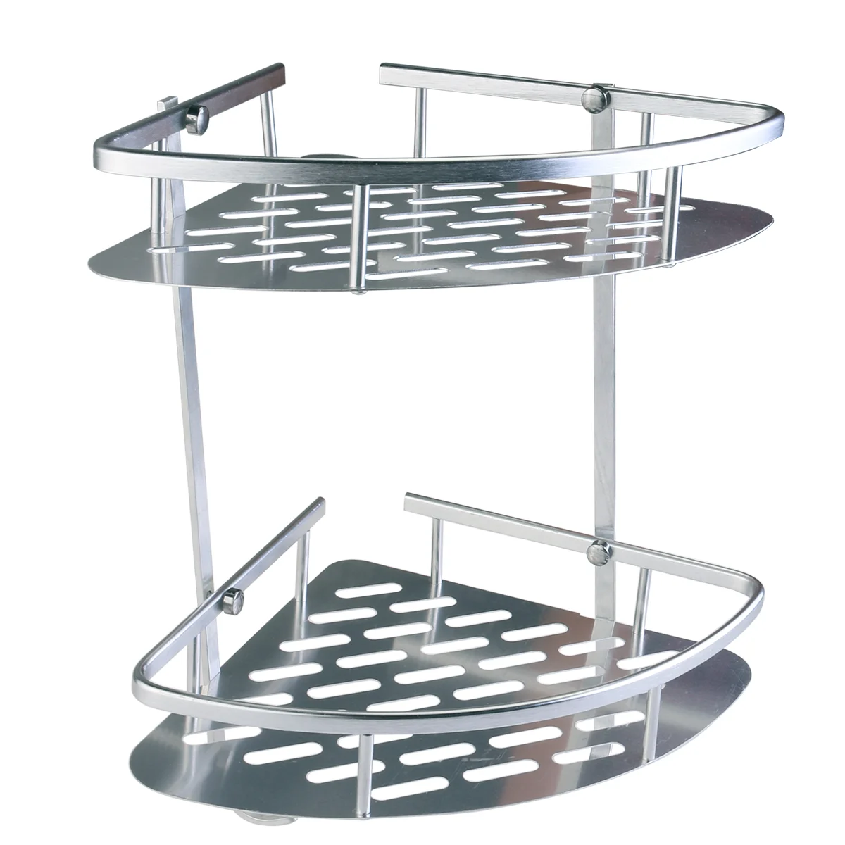 

Алюминиевая 2-уровневая угловая стойка для хранения в ванной комнате, органайзер, полка для душа (Серебристая)