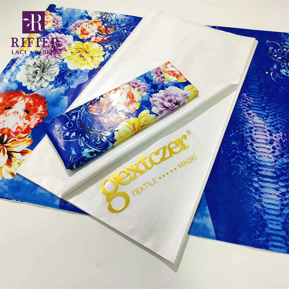 

2.5+2.5 Yards Printed Basin Riche Fabric African Shiny Pure Basin Riche Lace For Gambia Women Party Dresses Bazin Brocade