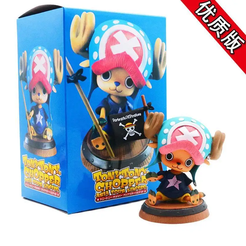 

10cm PVC One Piece Anime Elk Joba Blue Hat Sitting Position Kawaii Model Figurine Children's Toys Car Decoration Birthday Gift