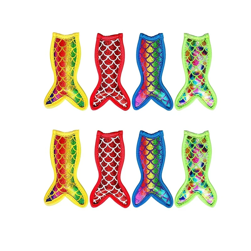 

8Pcs Ice Sleeves, Freezer Popsicle Sleeves, Mermaid Ice Sleeves Holder Bag, Reusable Washable Ice Popsicle Holder