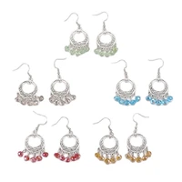 kissitty mixed color glass beads tibetan style chandelier earrings with brass earring hooks for women jewelry findings gift