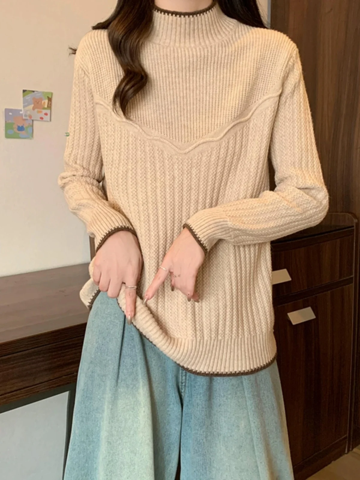 Женский свитер Maillard с полувысоким воротником осенне-зимний новый утолщенный