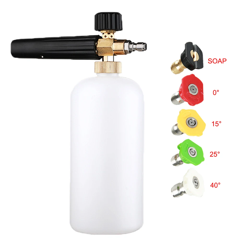 

High Pressure Snow Foam Lance Foam Generator 1/4" Quick Release Foam Gun with 5 Spray Nozzles for High Pressure Car Washer