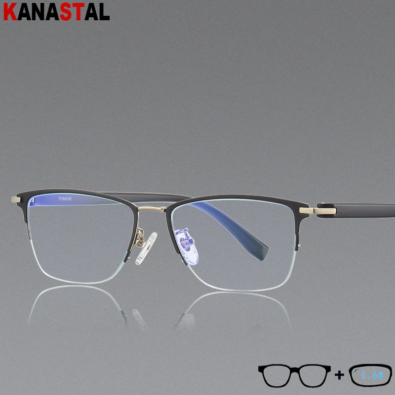 

Men Anti Blue Light Blocking Reading Glasses Women Pure Titanium TR Computer Eyeglasses Frame Optical Lens Prescription Eyewear