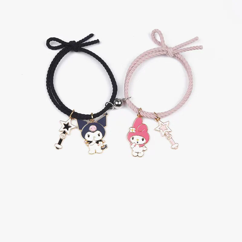 

Милый браслет для пар аниме Kuromi My Melody Cinnamoroll, магнитный браслет, модные аксессуары, креативный головной шнур, подарок для девушки
