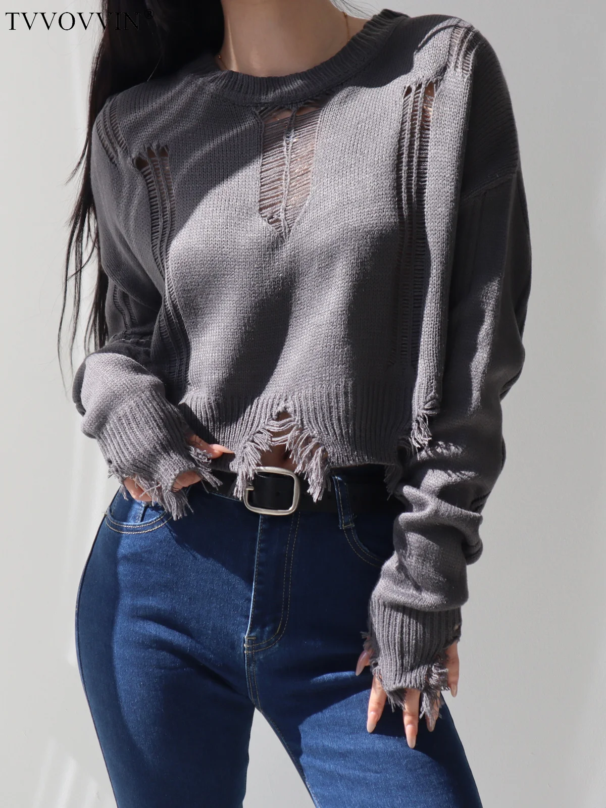 TVVOVVIN ветровка для девушек с кисточками индивидуальный свитер с круглым вырезом с высокой талией Короткий пуловер с высоким рукавом Топ свитер HRDQ TVVOVVIN ветровка для девушек с кисточками индивидуальный свитер с круглым вырезом с высокой талией Короткий пуловер с высоким рукавом Топ свитер HRDQ