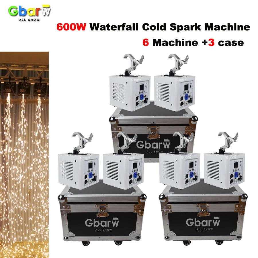 

6Pcs Road Case With 600W Cold Spark Machine DMX Remote Cold Fireworks Fountain Stage Spark Machine For Wedding Party Show