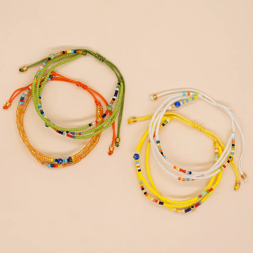 Многослойные браслеты Go2boho ручной работы Богемские разноцветные регулируемые