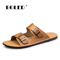 summer mens sandals genuine leather soft breathable shoes designer beach roman brand sandals leather men sandals slides
