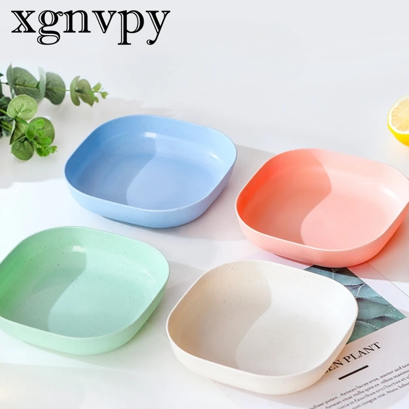 xgnvpy Wheat Straw Round Plate Set Unbreakable Lightweight for Dessert Dinner Home Picnic Fruit Salad Snack Kids Friendly