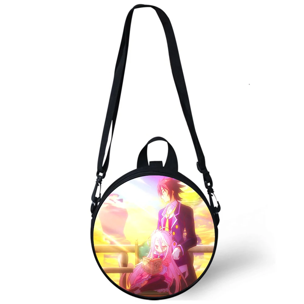 NO GAME NO LIFE Anime Child kindergarten Bag 3D Print Crossbody Shoulder Bags For School Women Mini Round Bagpacks Rugtas Bag