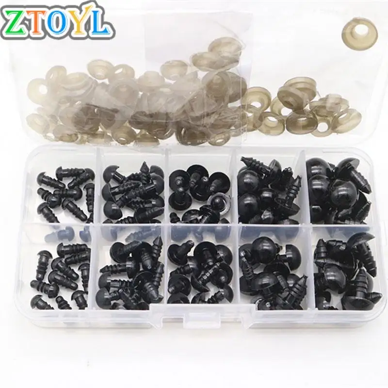 

100pcs 6-12mm DIY Funny Toy Eyes Animal Eyeball Doll Accessories Black Plastic Plush Safety Eyes Amigurumi For Toys