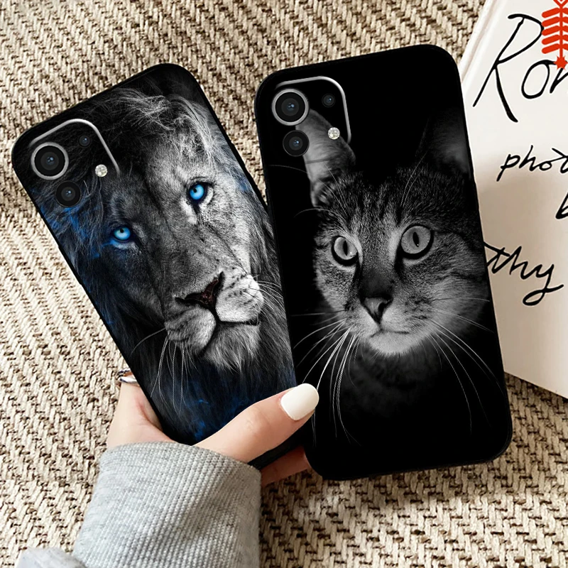 

Lion Eagle Dog Tiger Cat Wolf Phone Case For Xiaomi Mi 11 Mi 11 Lite For Xiaomi 11 Lite 5G Case Liquid Silicon Black Coque Back