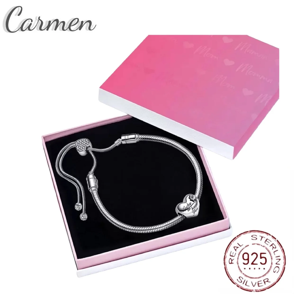 Браслет женский из серебра 100% пробы с бусинами Pandora |